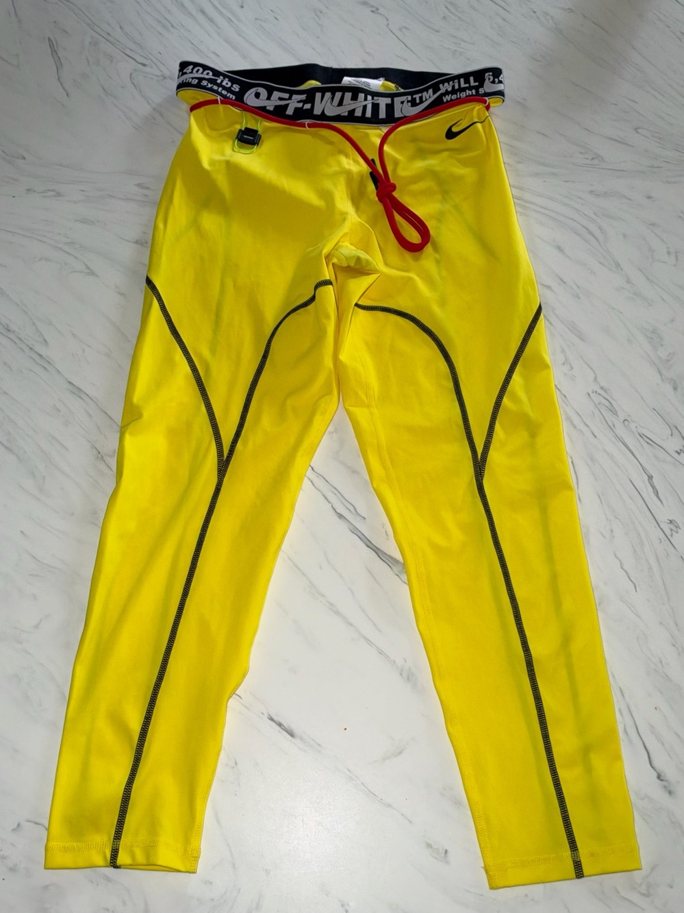 Nike x Off-White Pro Tights Opti Yellow leggings virgil abloh drawstring l new